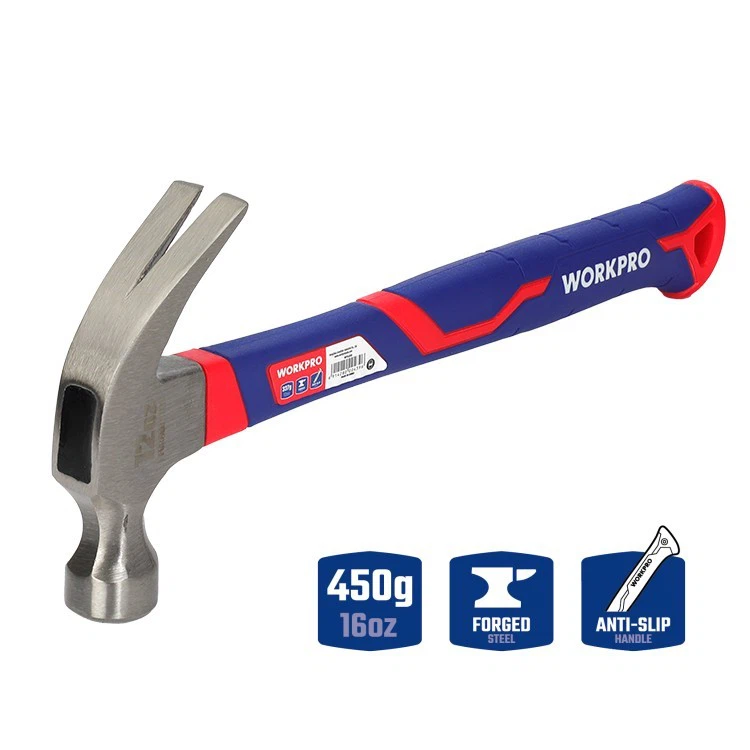 450 جرام (450 جرام (16 أونصة)) مطرقة مخلبية منحنية بمقبض من الألياف الزجاجية